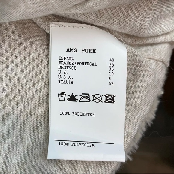 AMS Pure Faux Fur Shimmer Sleeveless Vest Jacket Beige Cream Ivory Size US 6 - Picture 7 of 8